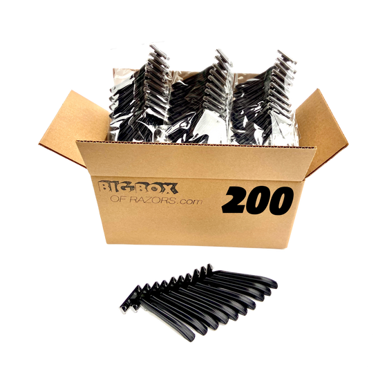 200 Low-Cost Black Disposable Razors