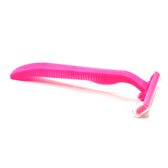 100 Low-Cost Pink Twin Blade Disposable Razors (No Lubrication Strip)