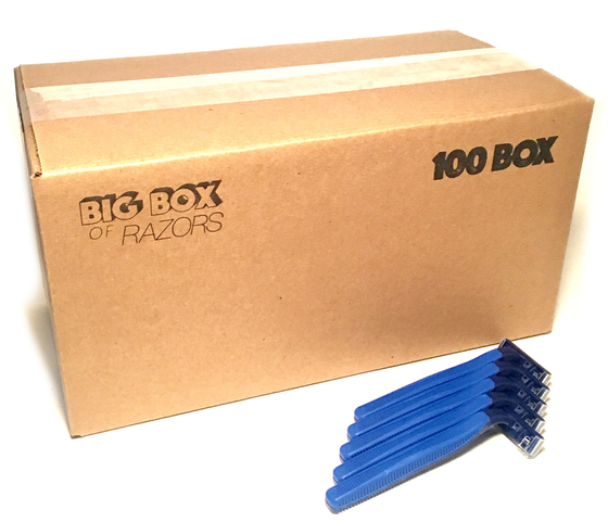 100 Box of Blue Razors - Big Box of Razors - High Quality Bulk Disposable Razor Blades