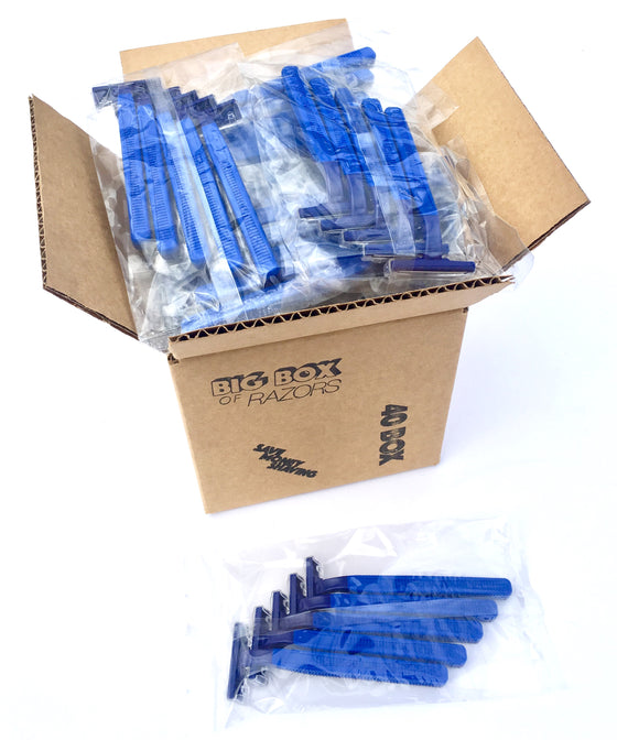 40 Premium Quality Blue Disposable Razors